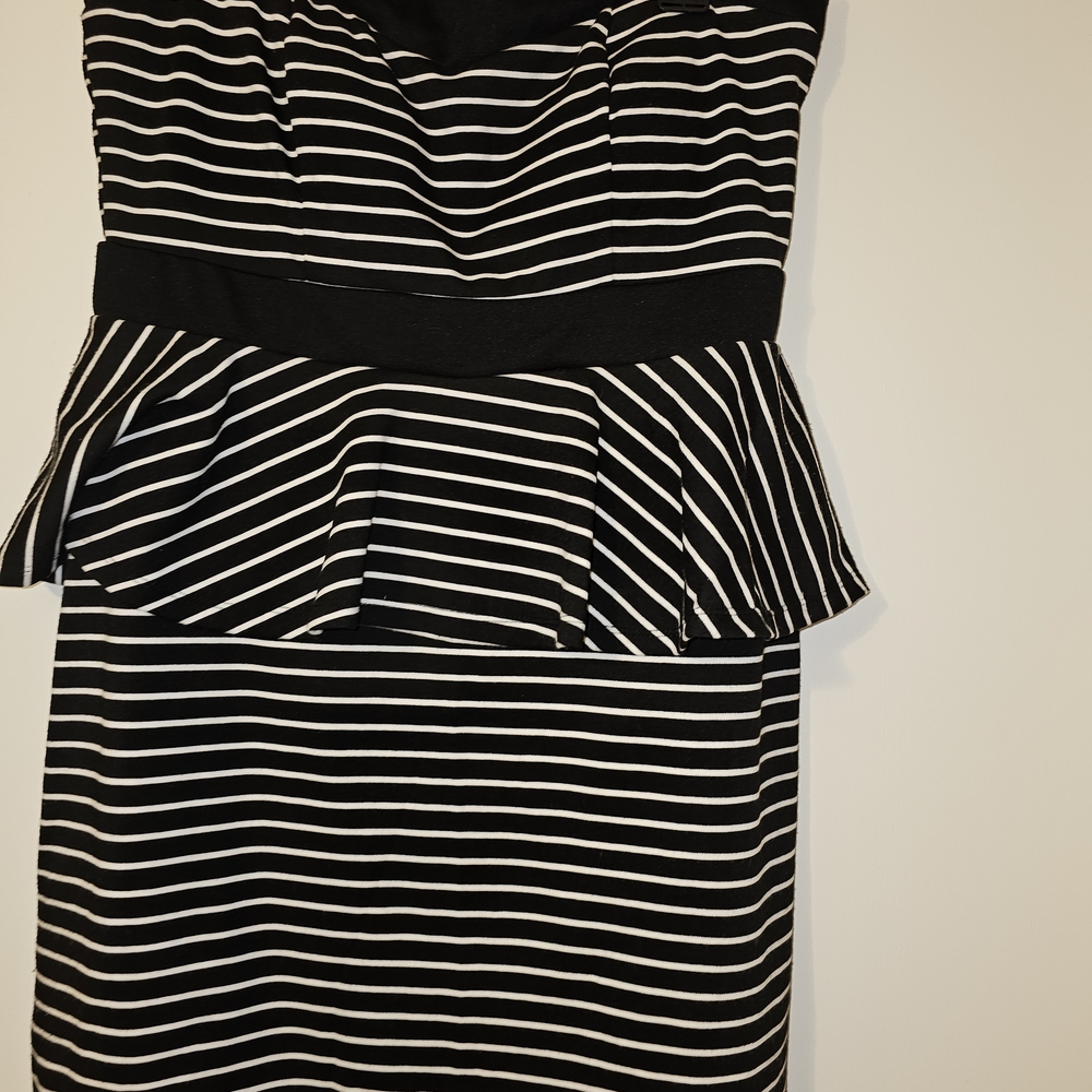 HeartSoul Black and White Strapless Peplum Dress